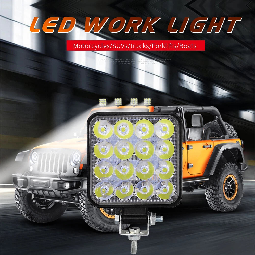 48W LED Working Lights for Offroad Truck Car (12V 24V) 3,520LM