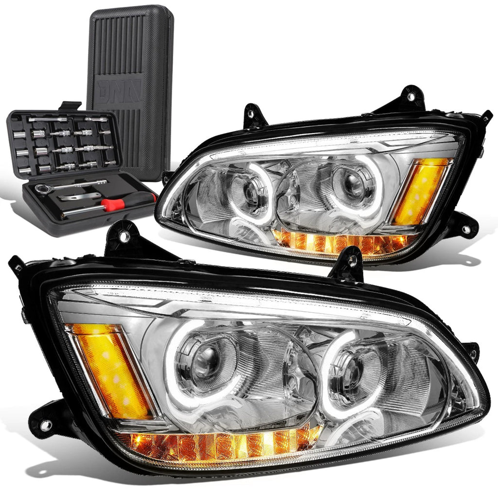 LED DRL Tube Projector Headlights for Kenworth T170 T370 T660 (2008–2019)
