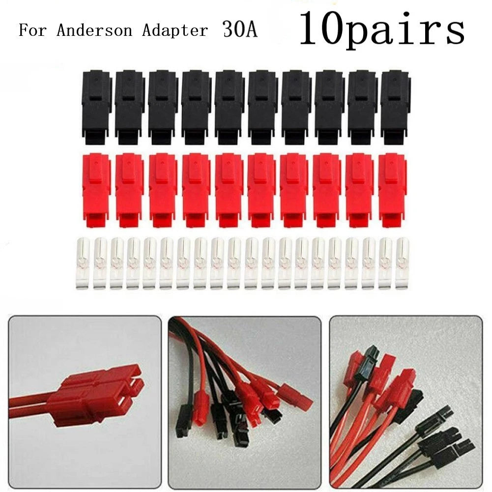 10 Pair Red Black 30 Amp 600V Anderson Plug Marine Power Connector
