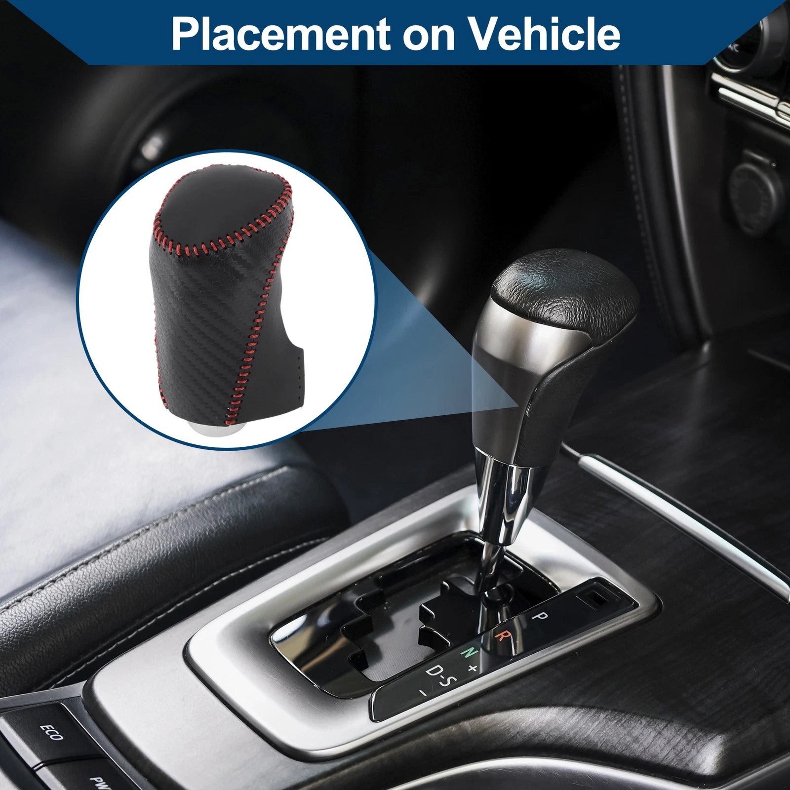 Gear Shift Knob Cover for Chevrolet Malibu (2016–2020) Black Carbon Fiber Red