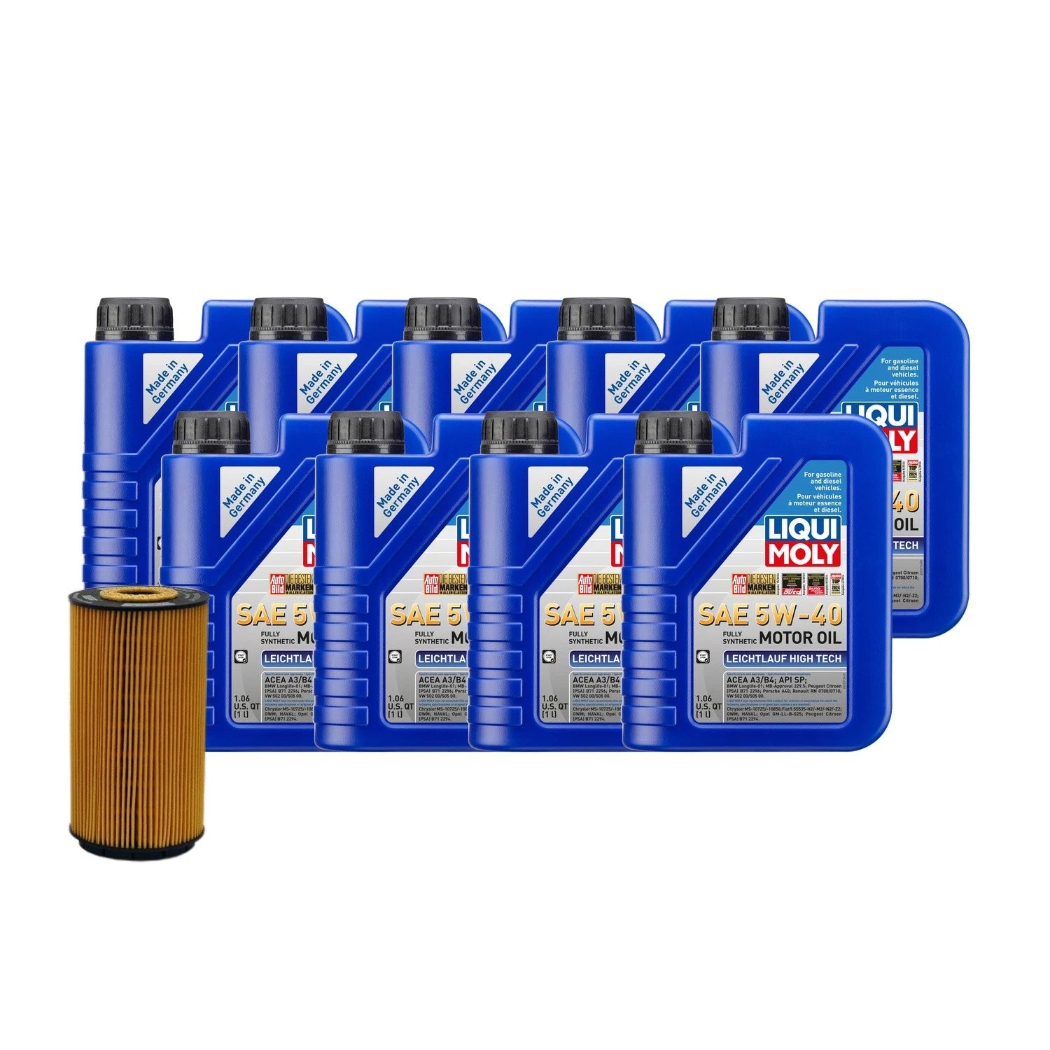 Oil Change Kit 9L Liqui Moly Leichtlauf 5W-40 for Audi CEUA