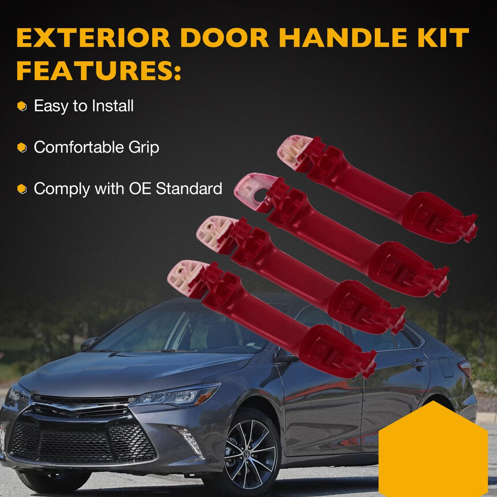 Set of 4 Exterior Door Handles for Toyota Camry (2012–2017) Red