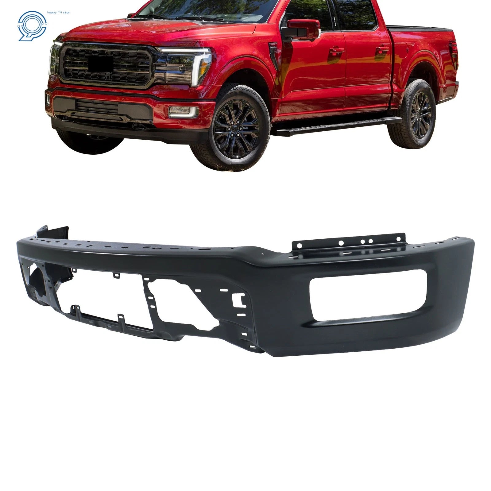 Front Bumper Face Bar Steel for Ford F-150 (2024–2025) Black Without Sensor Holes