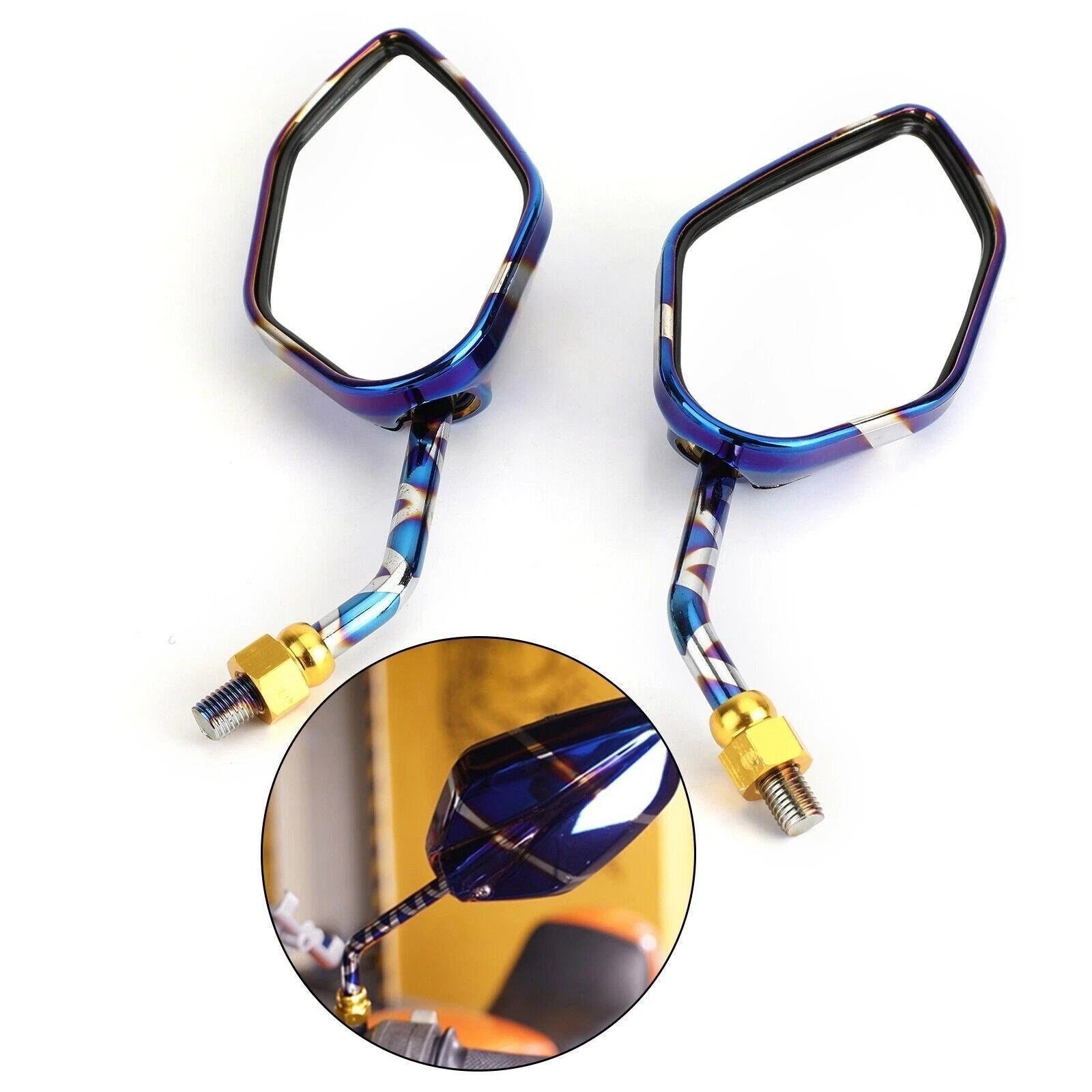 Rearview Side Mirrors 10mm M10 for Motorcycle Scooter Cruiser Chopper