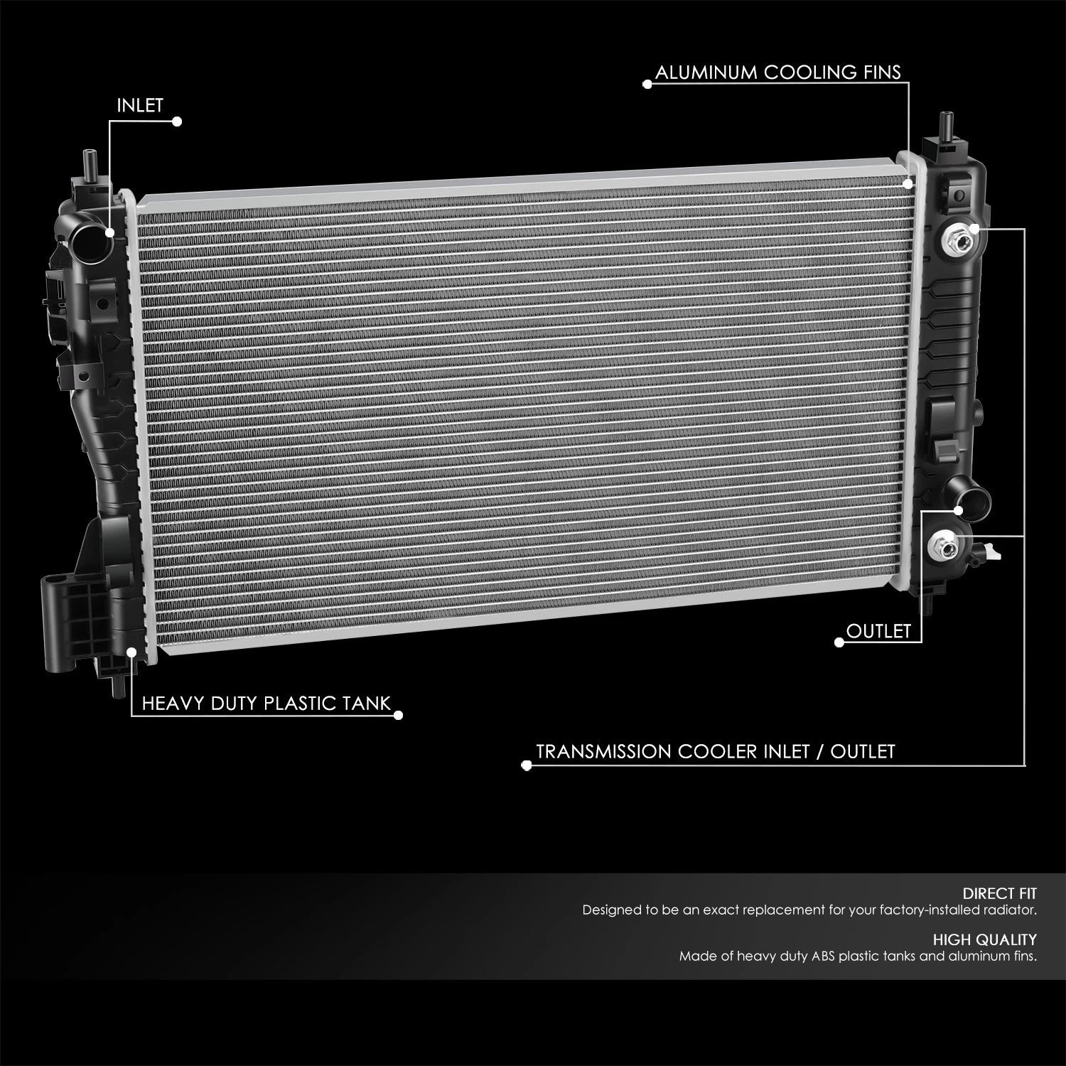 OE Style Aluminum Radiator for Chevrolet Impala Malibu 2.0L 2.5L (2013–2019) DPI 13587