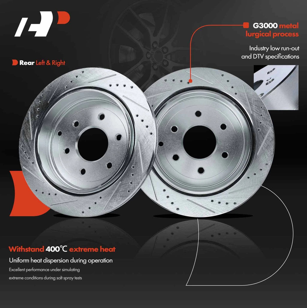 Rear Drilled Brake Rotors for Nissan Armada (2017–2021) INFINITI QX80 QX56