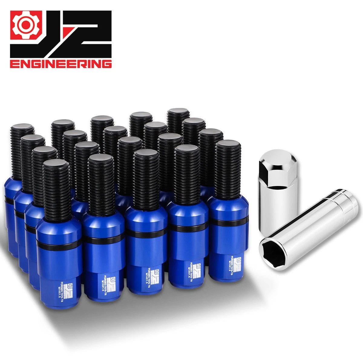 Set of 20 Closed End Lug Nuts M14x1.5 for Universal Fit (23mm OD, 76mm Height)