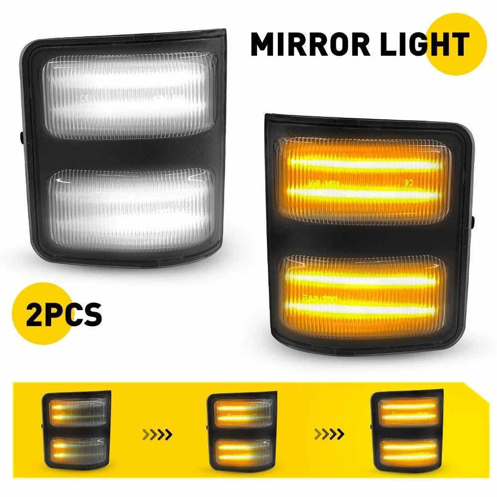 Sequential Amber/White LED Side Mirror Marker Light for Ford F250 F350 (2008–2016)