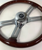 18" Dark Wood Steering Wheel Chrome Dual Spoke for Kenworth Peterbilt Freightliner (2010–2026)