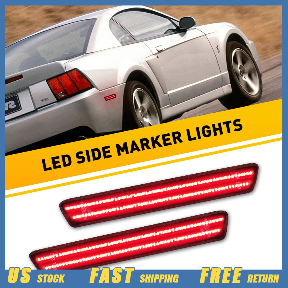 Smoked Red LED Rear Side Marker Lights for Ford Mustang (1999–2004)