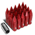 Set of 20 J2 7075 Forged Aluminum M12x1.5 Spiky Cap Lug Nuts with Adapter Red