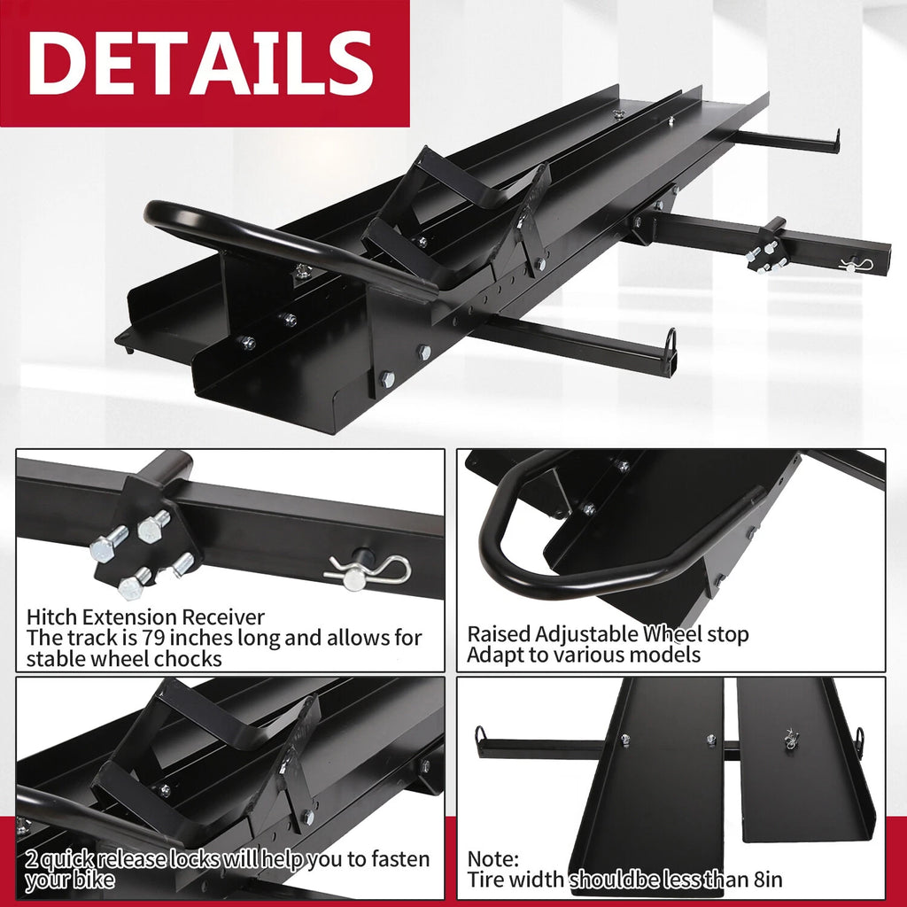 Heavy Duty Motorcycle Carrier Hitch Rack for Trailer (Universal Fit)