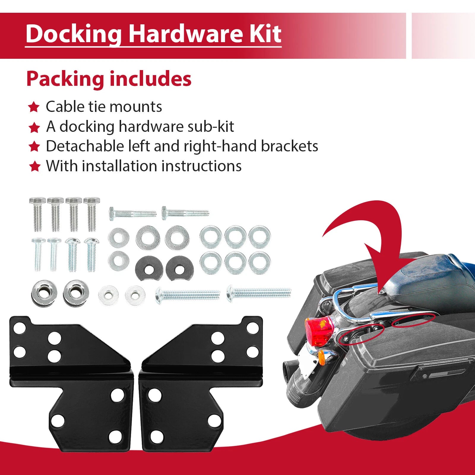 Sissy Bar Backrest Docking Hardware Kit for Harley Touring (1997-2008)