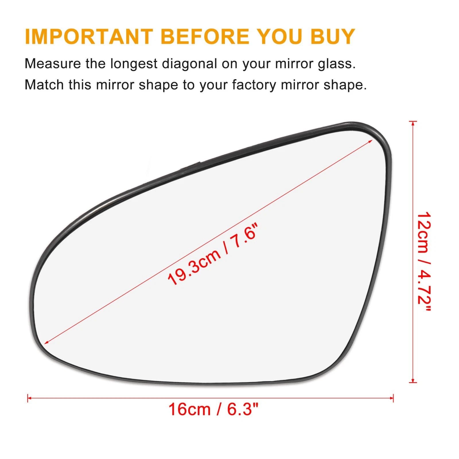 Left Side Heated Mirror Glass with Backing Plate 87961-F4010 for Toyota C-HR (2017–2023)