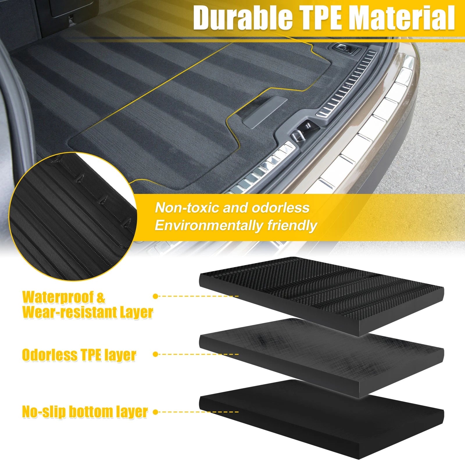 Trunk Cargo Liner for Ford Bronco (2021–2022) Black Rubber Boot Liner