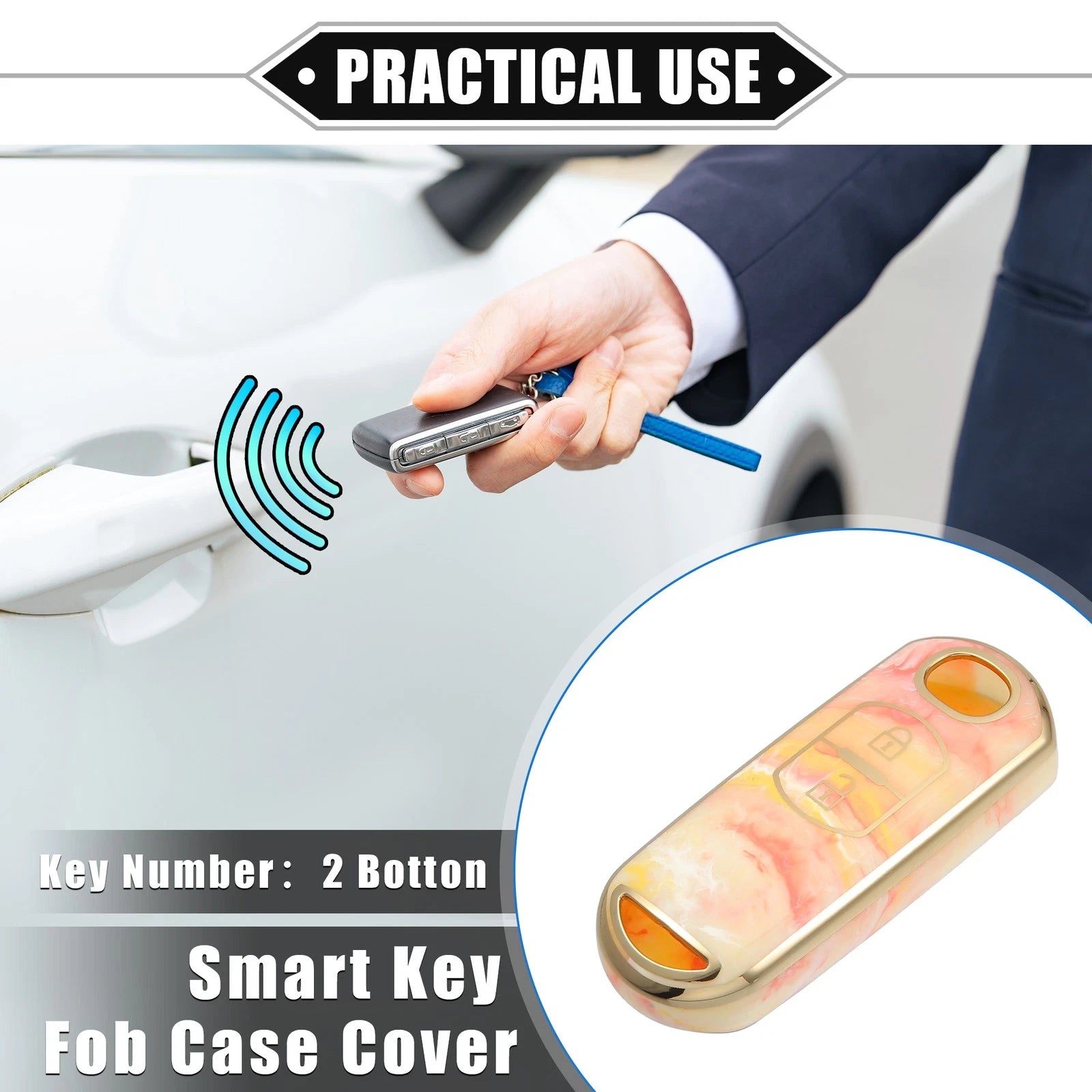 2 Buttons Remote Smart Key Fob Cover Case for Mazda CX-3, CX-4, CX-5 (2016–2021) TPU Orange