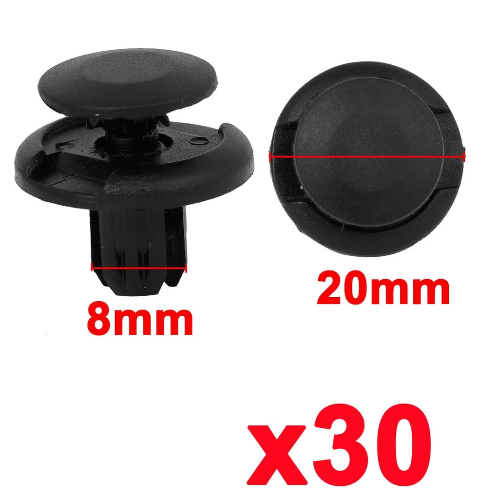 30 Pcs 8mm Nylon Rivet Fasteners for Honda Accord (All Years)