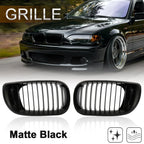 Front Upper Hood Bumper Grille Grill Pair for BMW 335i Signal Slat Matte Black