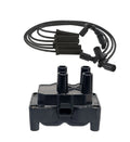 Set of 4 Denso Ignition Coils & Spark Plug Wires for Ford Fiesta (2011–2019)