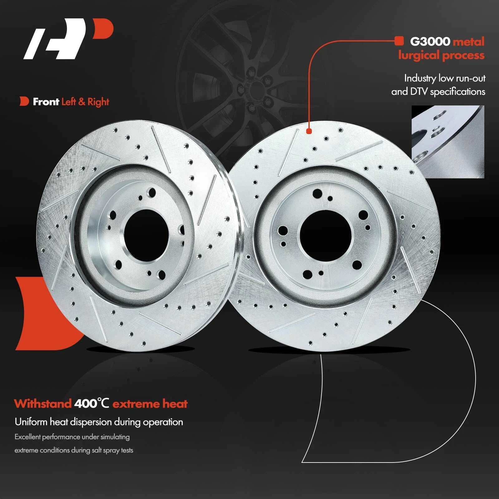 Front Drilled Brake Rotors & Ceramic Pads for Mitsubishi Outlander (2003–2023)