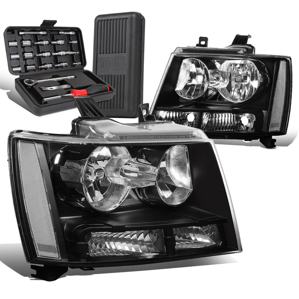 2X Signal Headlights for Chevy Tahoe Suburban (2007–2014) Black/Clear