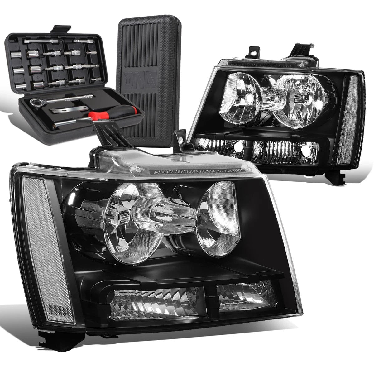2X Signal Headlights for Chevy Tahoe Suburban (2007–2014) Black/Clear