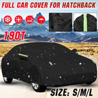 Car Cover for Hatchback (190T Black, Waterproof, Reflective Strip)