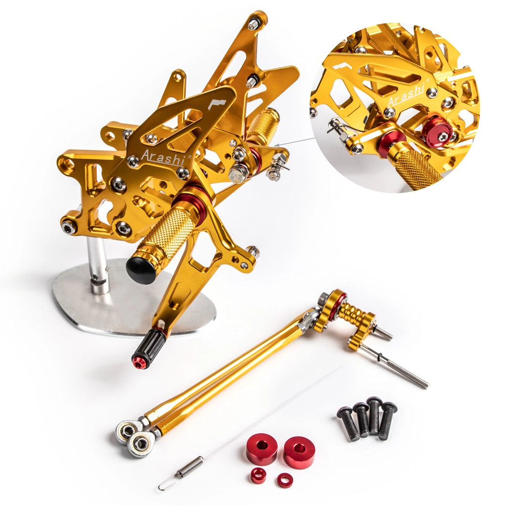CNC Aluminum Rearsets Footpegs Gold for Honda CBR 600RR (2009–2022)