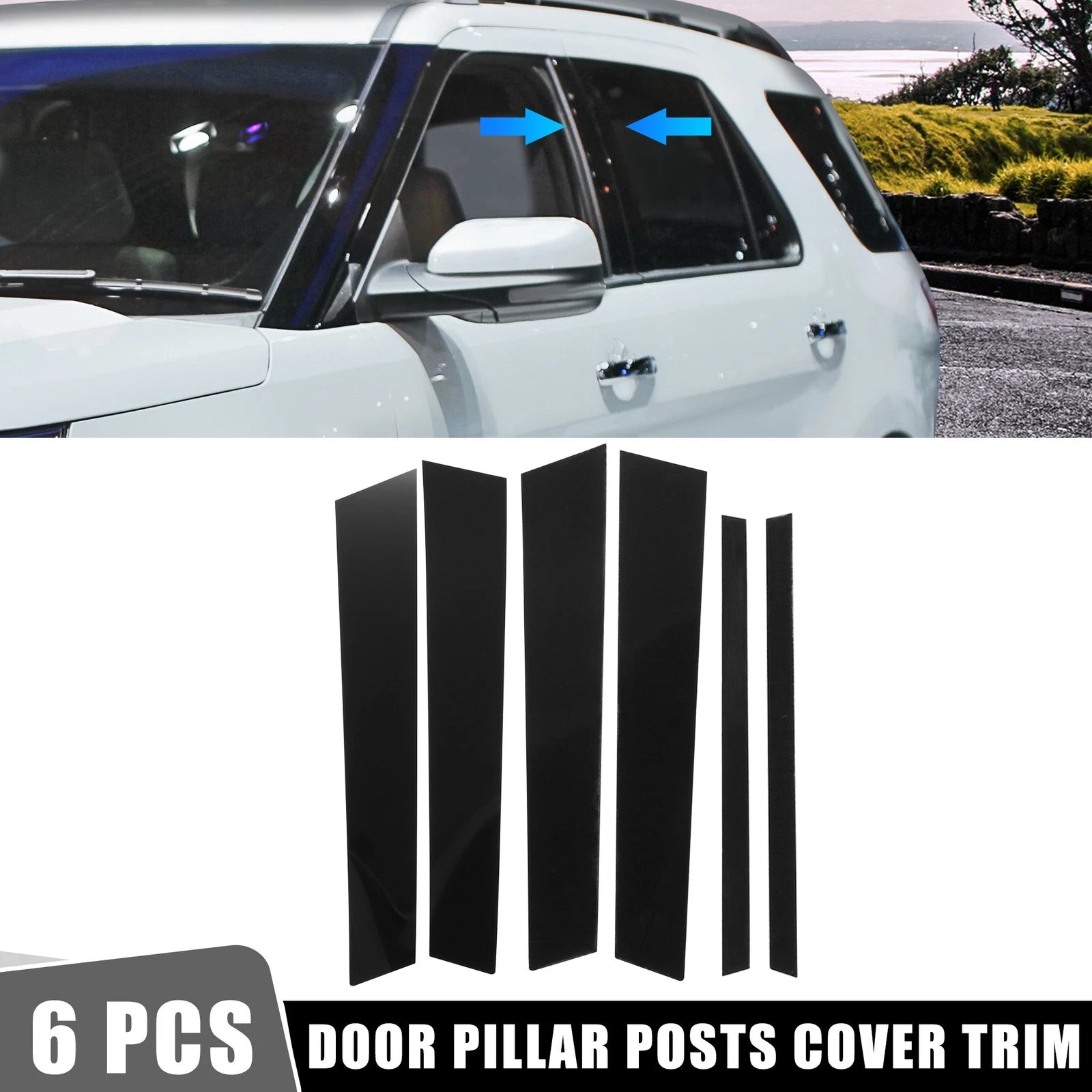 Set of 6 Door Cover Panel Pillar Posts Stickers for Ford Explorer Mountaineer