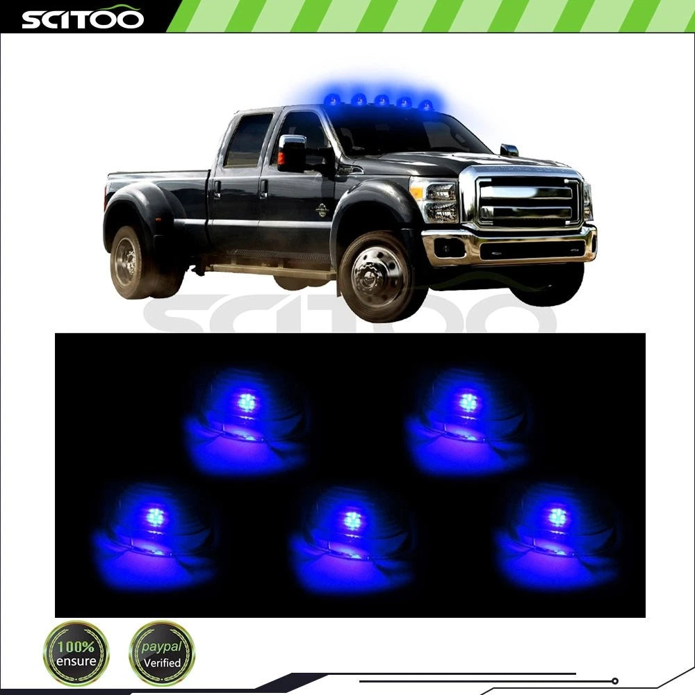 5x Smoke Lens Cab Marker Light T10-6-3020-SMD-Blue LED Bulbs for Ford