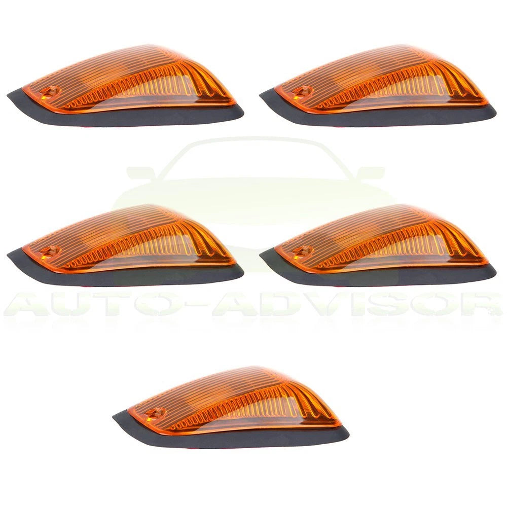 5pcs Cab Marker Roof Running Light Amber Cover for Chevrolet C/K 1500 2500 (1990–1999)