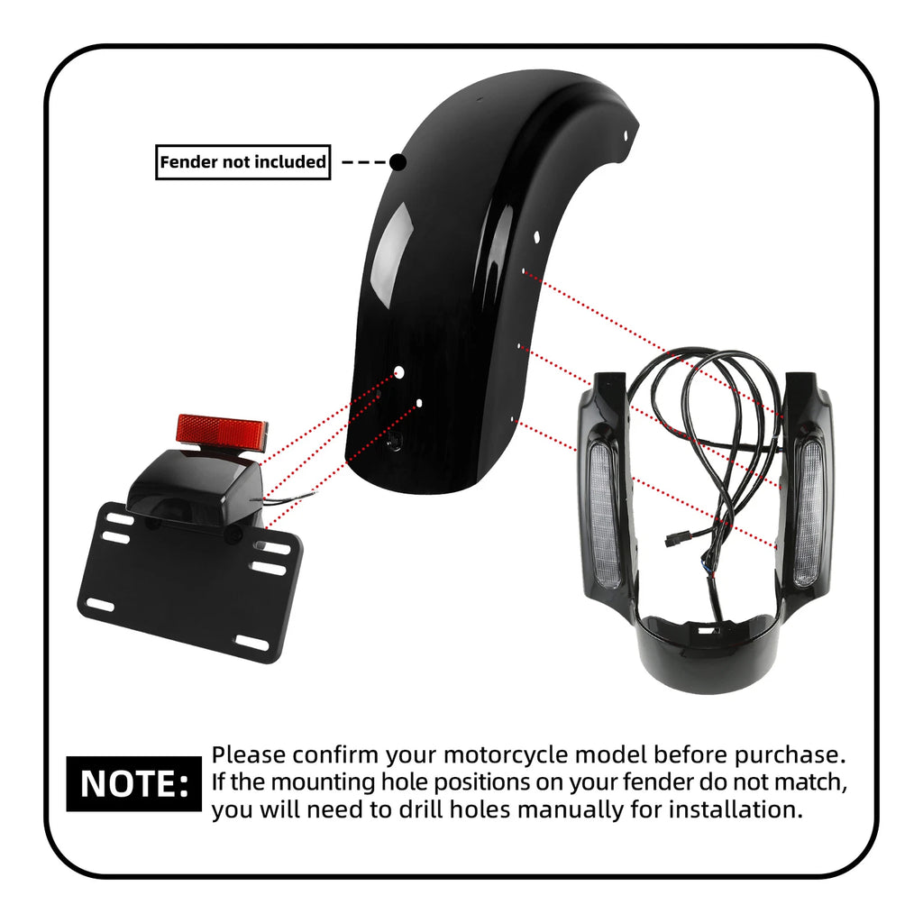 Rear Fender Fascia Set for Harley Touring Road King Glide (2009–2013)