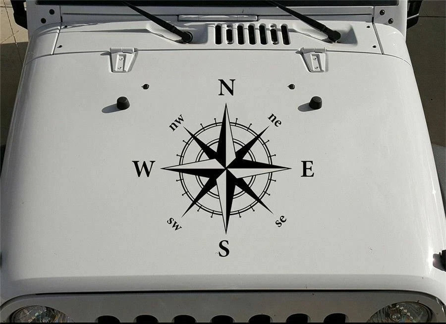 Nautical Compass Die-Cut Graphic Decal Sticker for Jeep Ford Chevy (-)