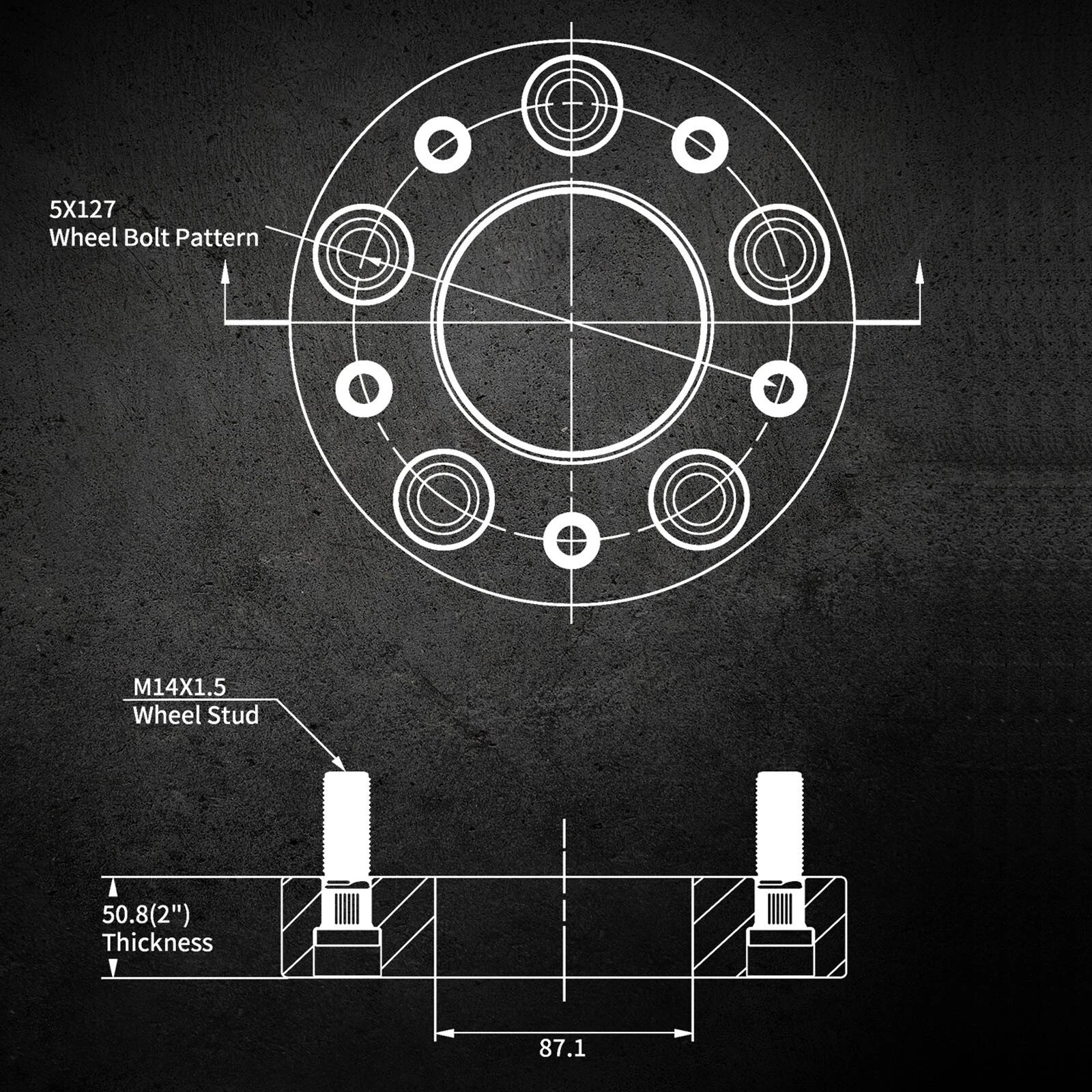 4X 2 Inch Wheel Spacers 5x5 14x1.5 for Jeep Grand Cherokee (2014–2021)