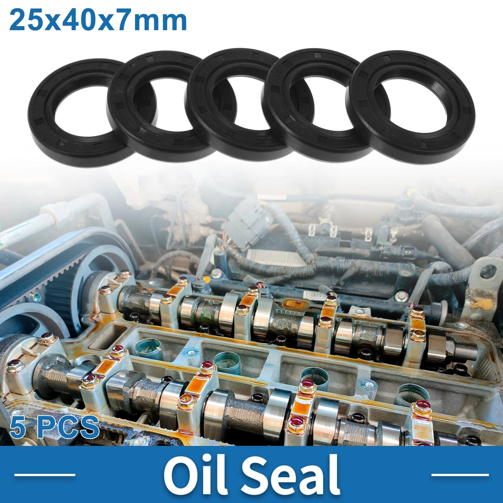 Set of 5 Oil Seal Rotary Shaft Seal 25x40x7mm Nitrile Rubber for Various Models