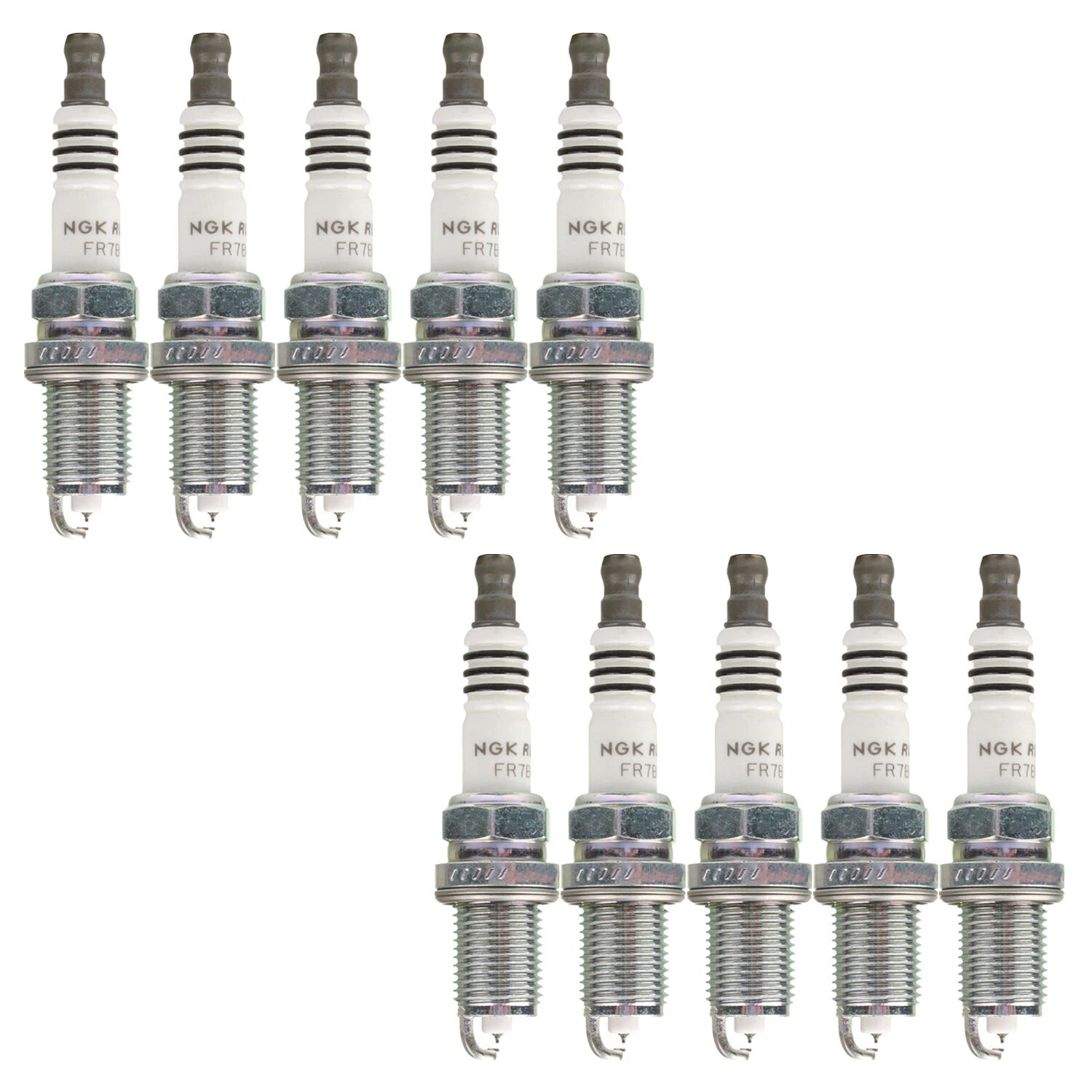 Set of 10 NGK Ruthenium HX Spark Plugs for Audi R8 5.2 V10 (2009–2017)