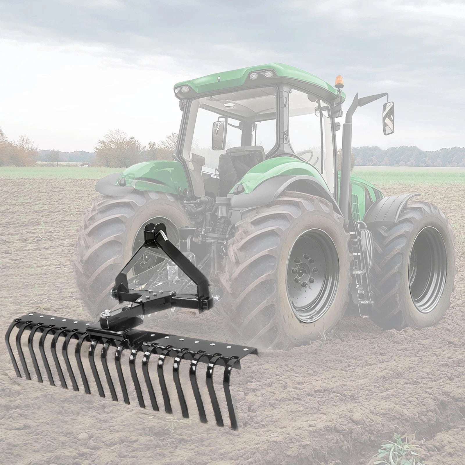 3 Point Landscape Stone Rake Can for Class 0 Tractor (50")