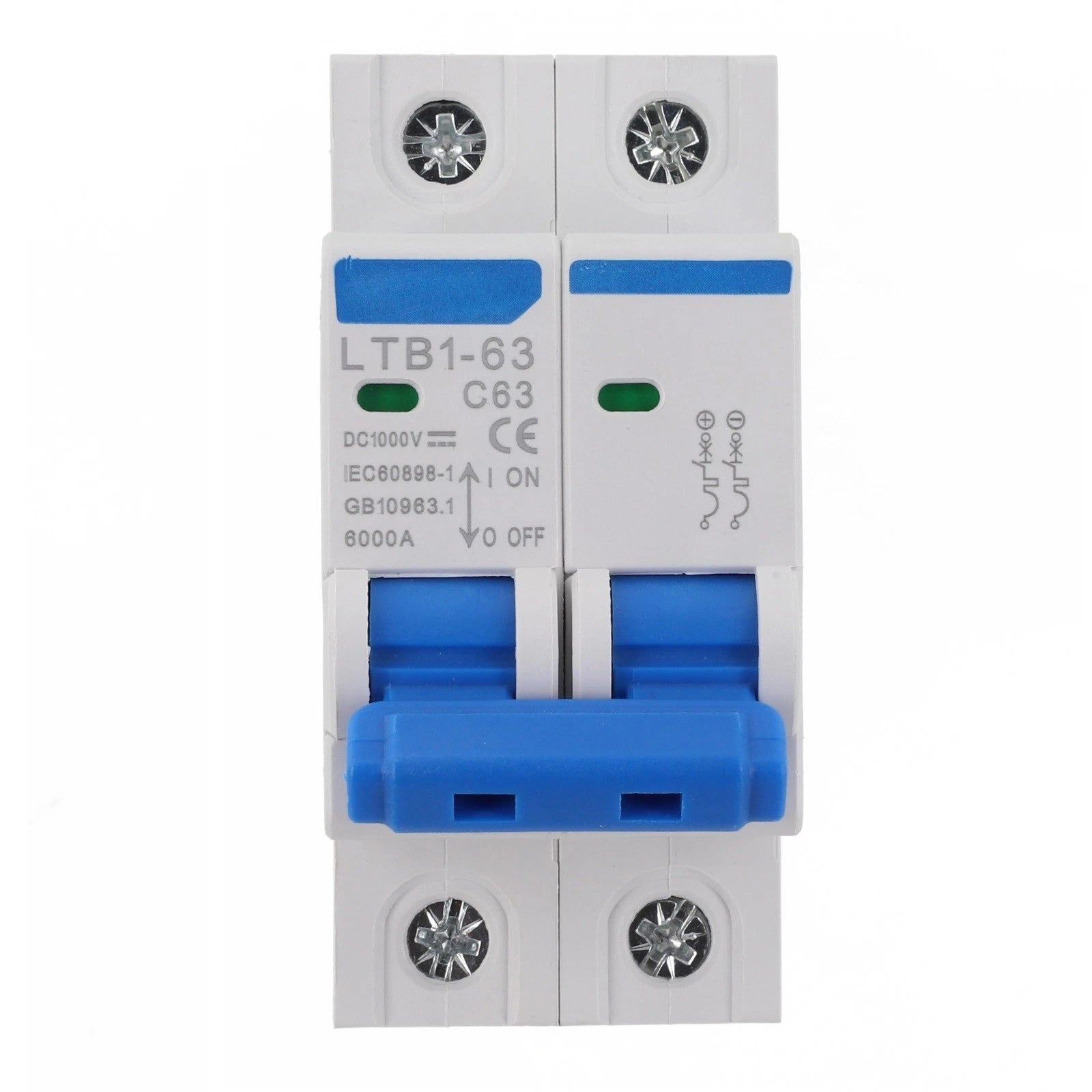 2P 63A DC Circuit Breaker for Solar PV Systems (1000V) DIN Rail