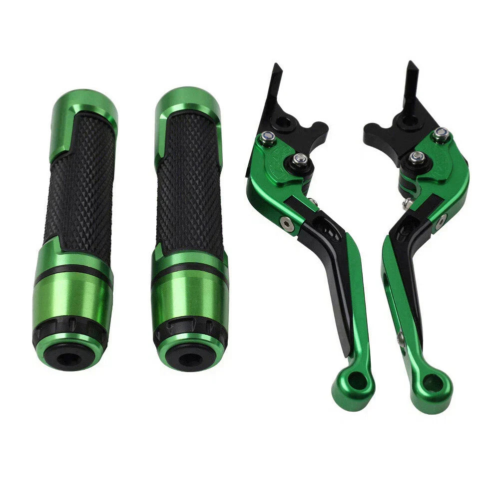 Green Extendable Brake Clutch Levers & Handlebar Grips for Kawasaki ZX14R