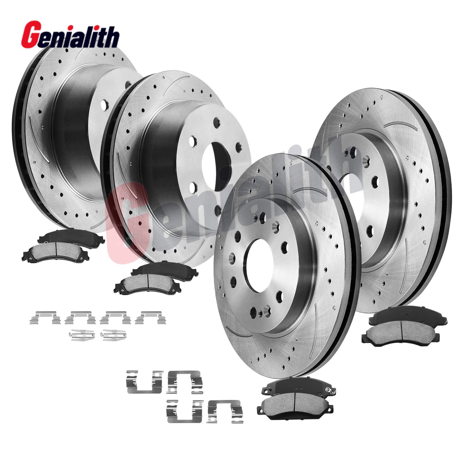 Front Rear Drilled Rotors Brake Pads Kit for Silverado Sierra 1500 (2005–2006)
