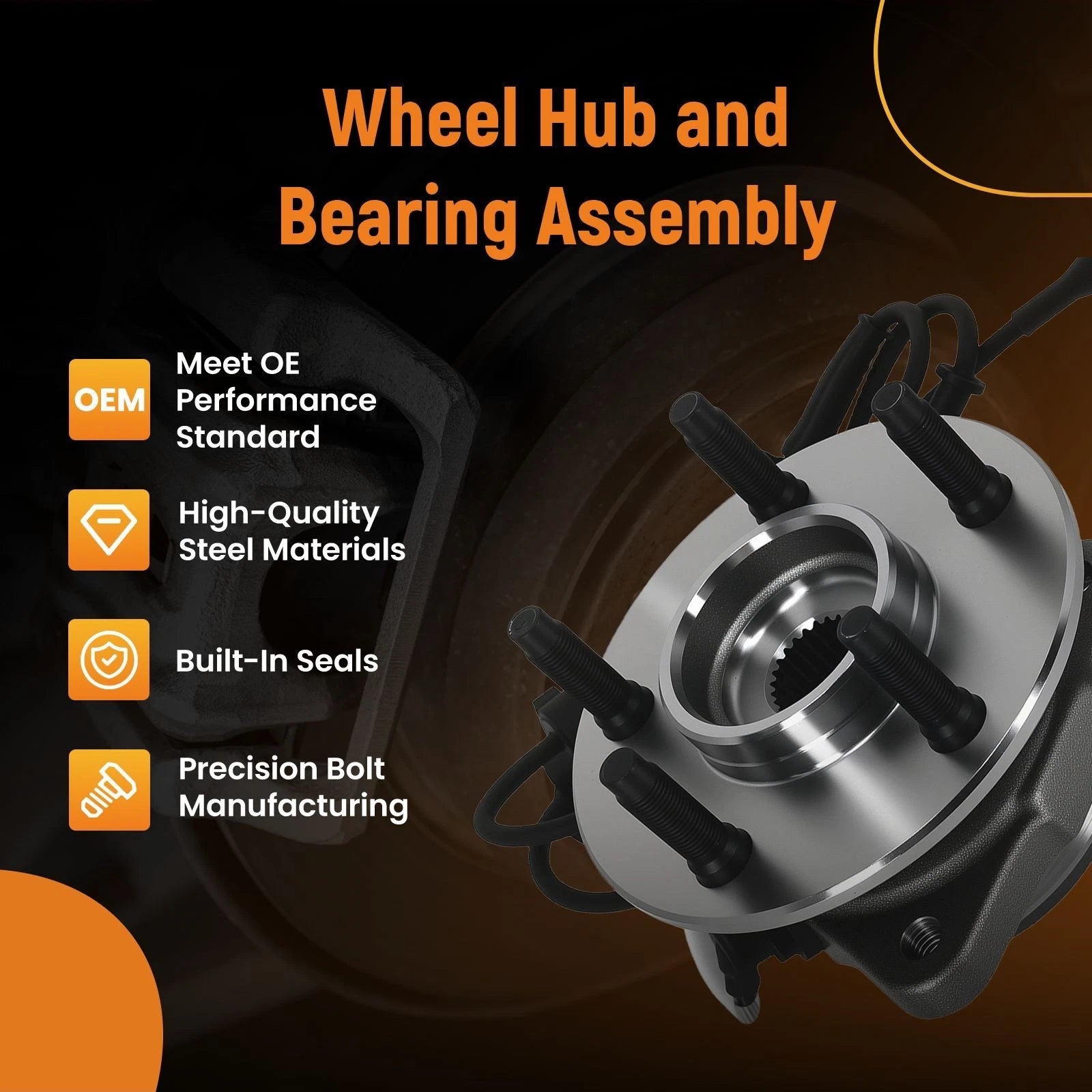 Front Wheel Hub for Ford Explorer Sport Trac 4WD (2001–2005) Round ABS