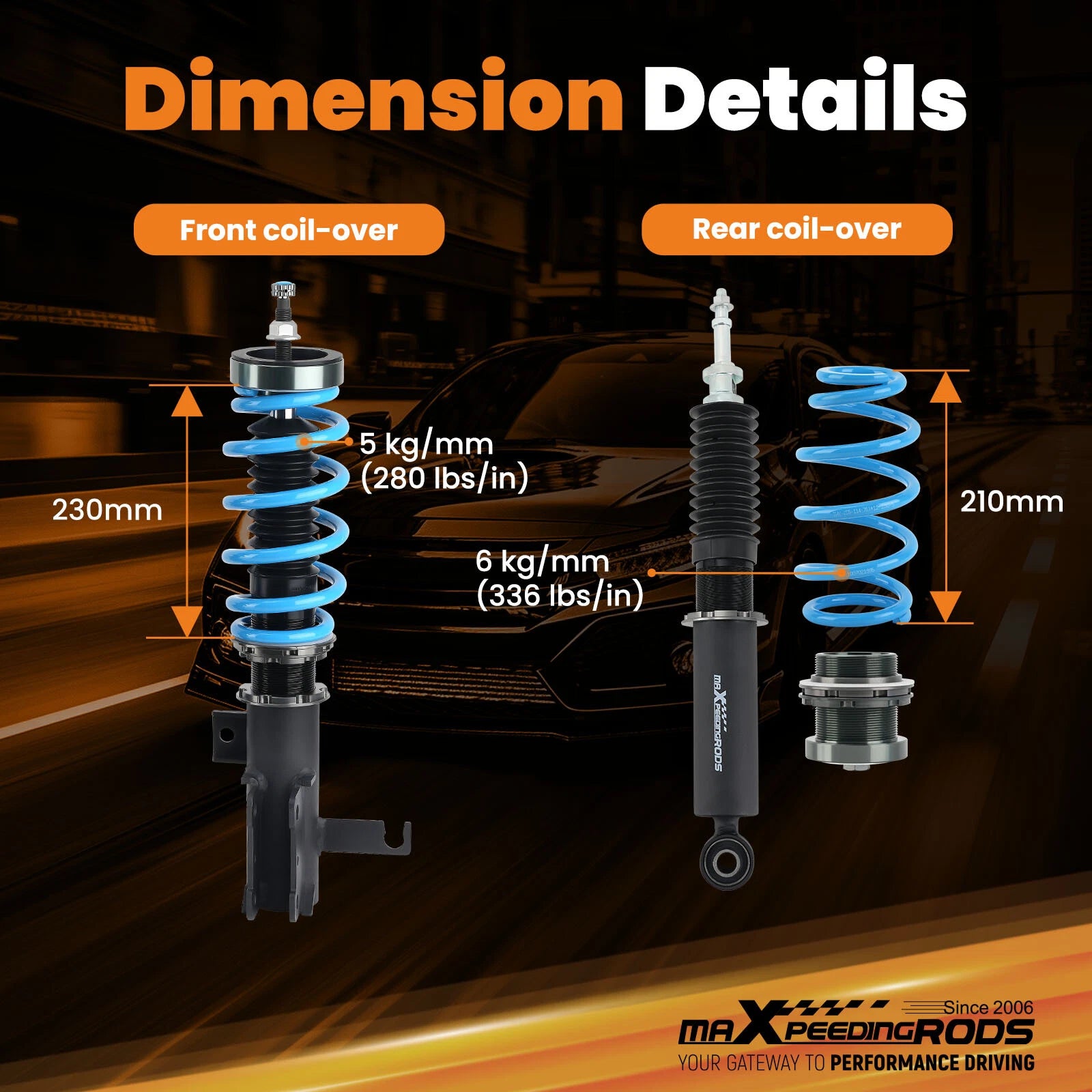 Coilover Lowering Kit for Chevrolet Malibu (2013–2015) - 24 Step Damper