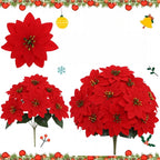 Natural Looking Poinsettia Silk Flower Arrangement for Festive Table Decor