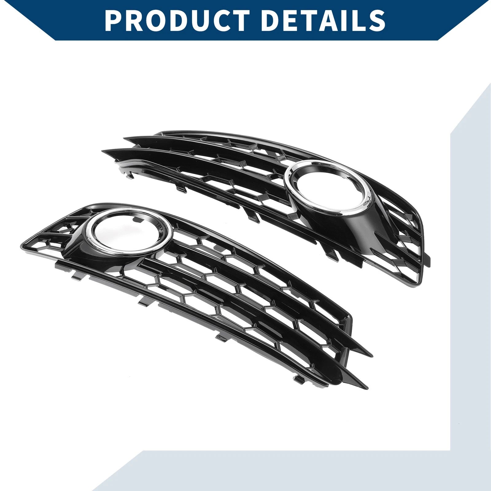 1 Pair Front Fog Light Grill for Audi A3 (2009–2012) No. 8P0807682K/8P0807681AF