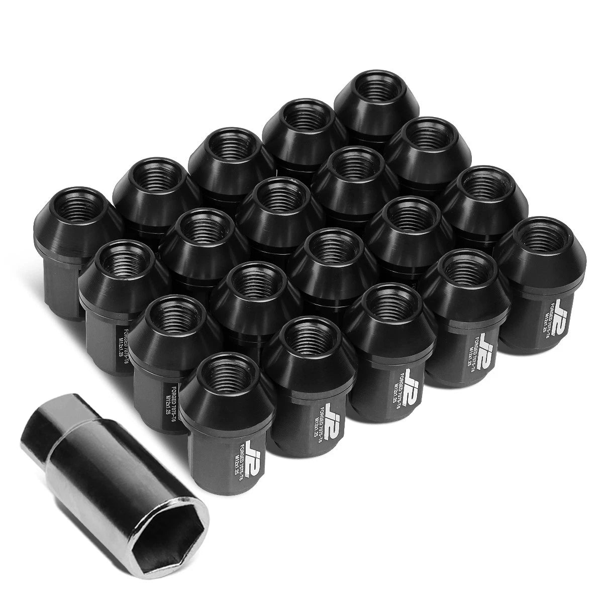 20Pcs J2 7075 Forged Aluminum M12x1.25 Close-End Lug Nut Set w/Adapter Black