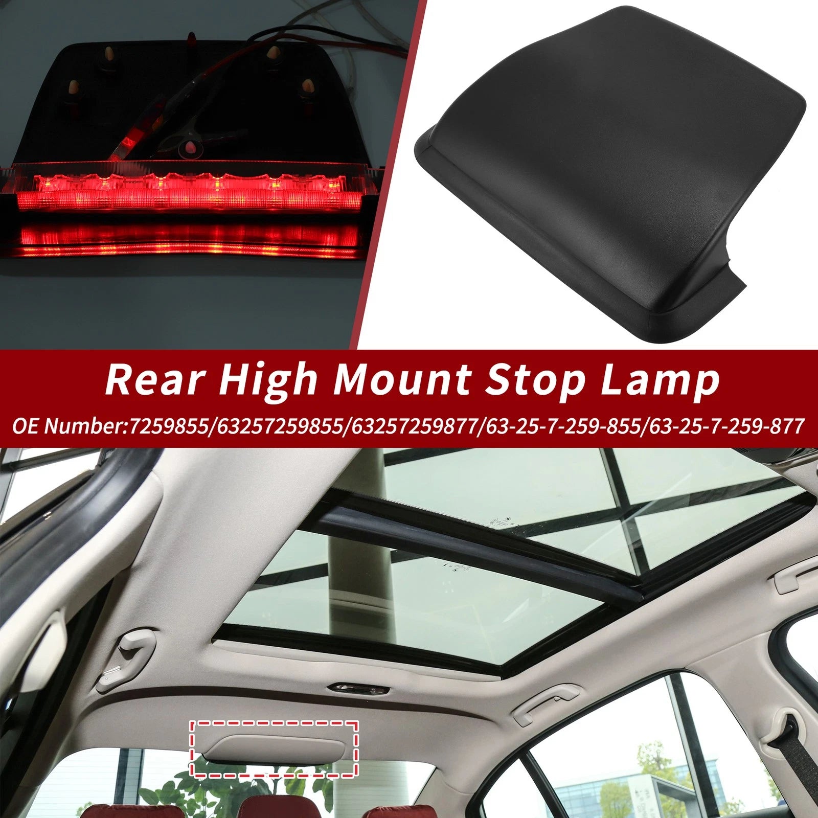 Red LED Third Brake Light for BMW 3 Series F30 (2012–2019) 7259855