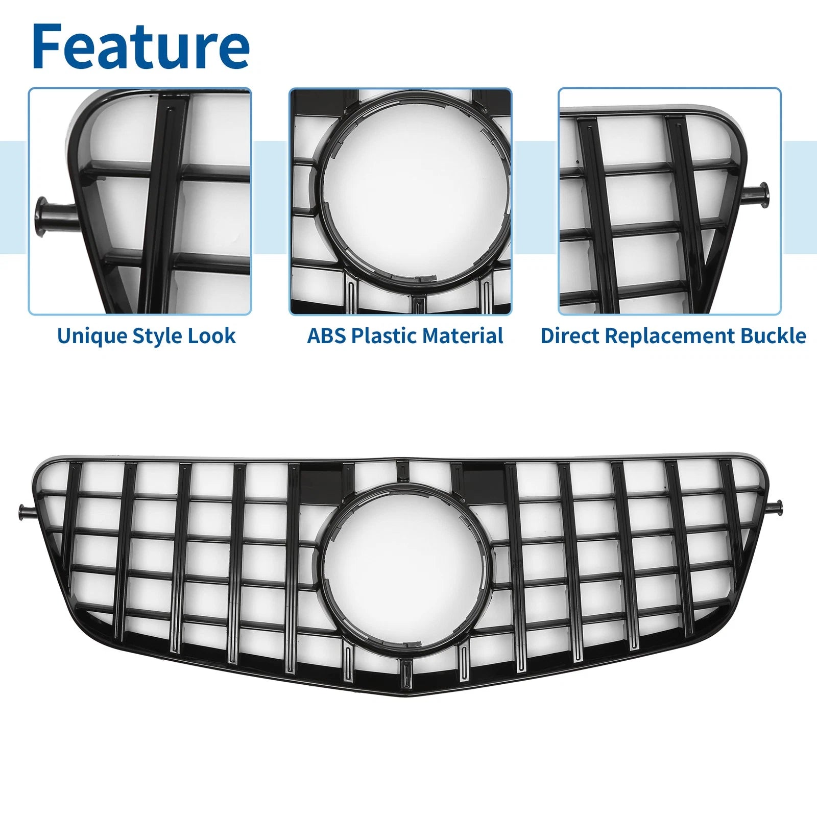 Front Upper Bumper Grille for Mercedes-Benz E300 (2009–2013) Black