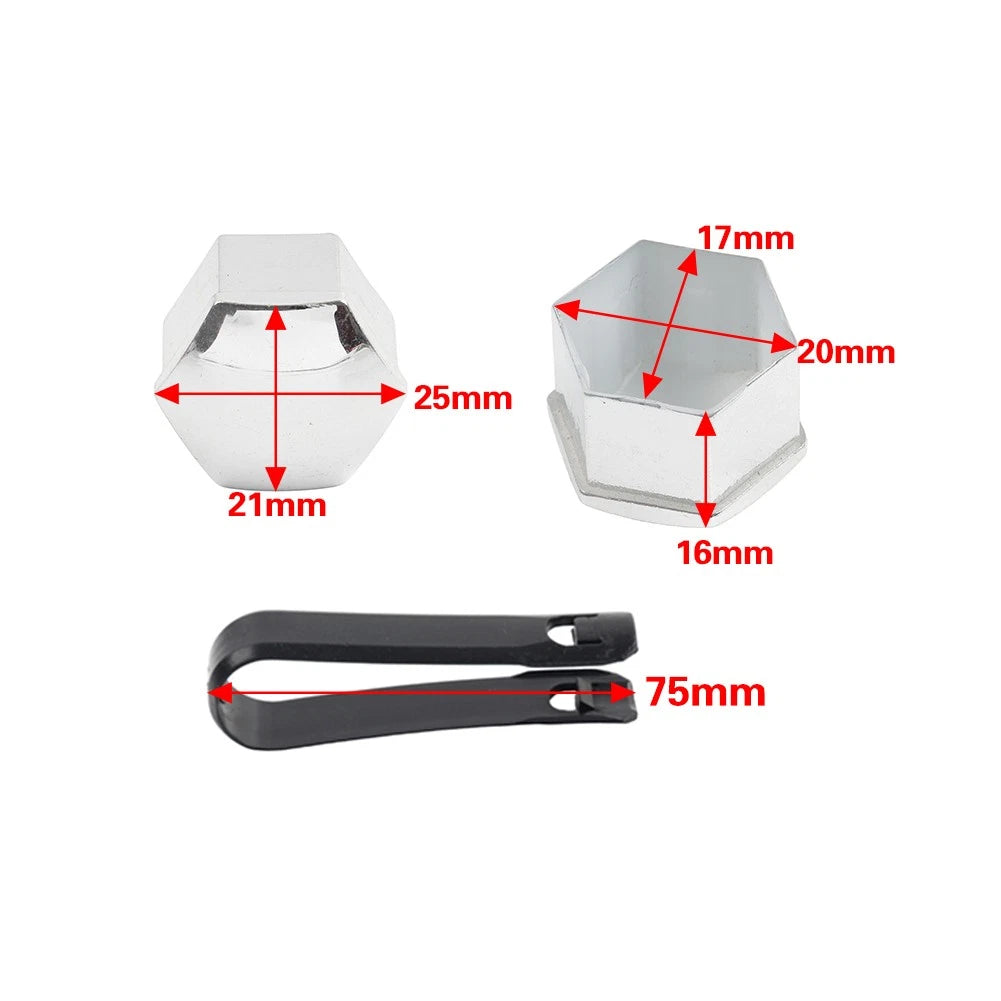 20Pcs 17mm Wheel Lug Nut Bolt Cover Caps with Removal Tool for Universal Fit