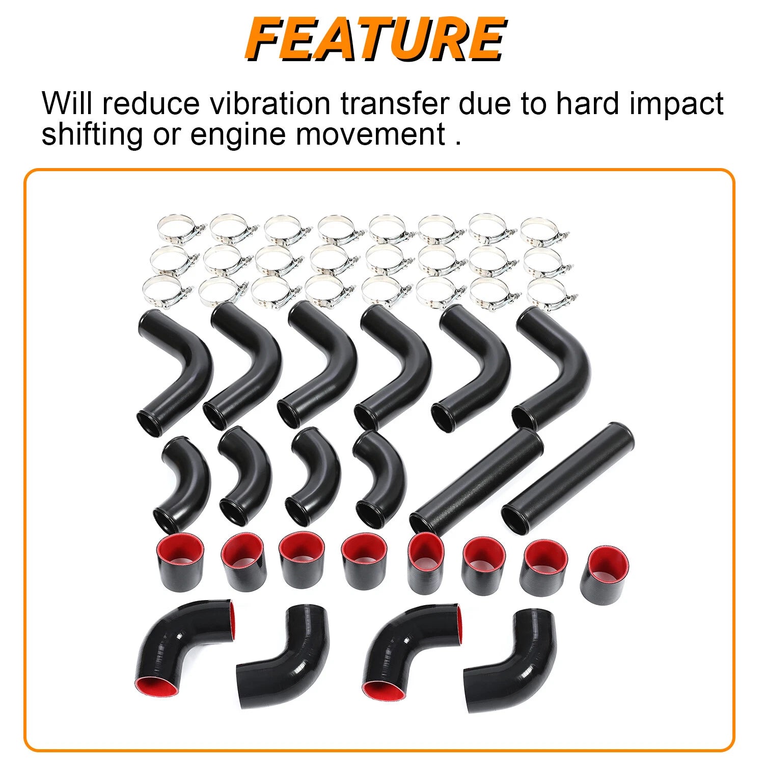 12Pcs Turbo 2.5" Aluminum Intercooler Piping Kit for Universal Fit