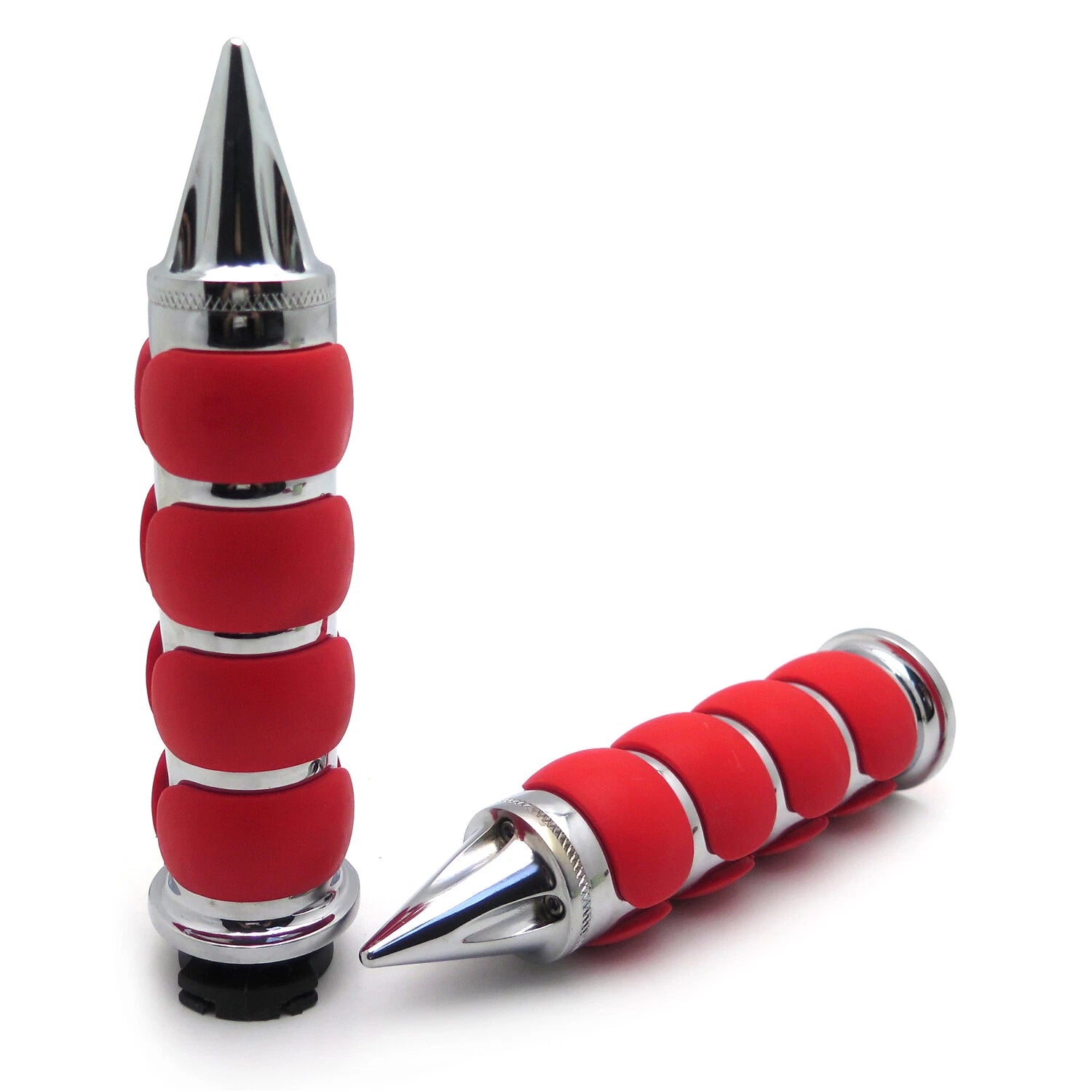 Chrome Red 7/8" Hand Grips for Harley V-Rod (2002–2017) / Suzuki Volusia (2001–2004)